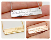 Solid 14K Gold Bar Customizable College Graduation Necklace for Her Personalized Gift For Teacher Jewelry